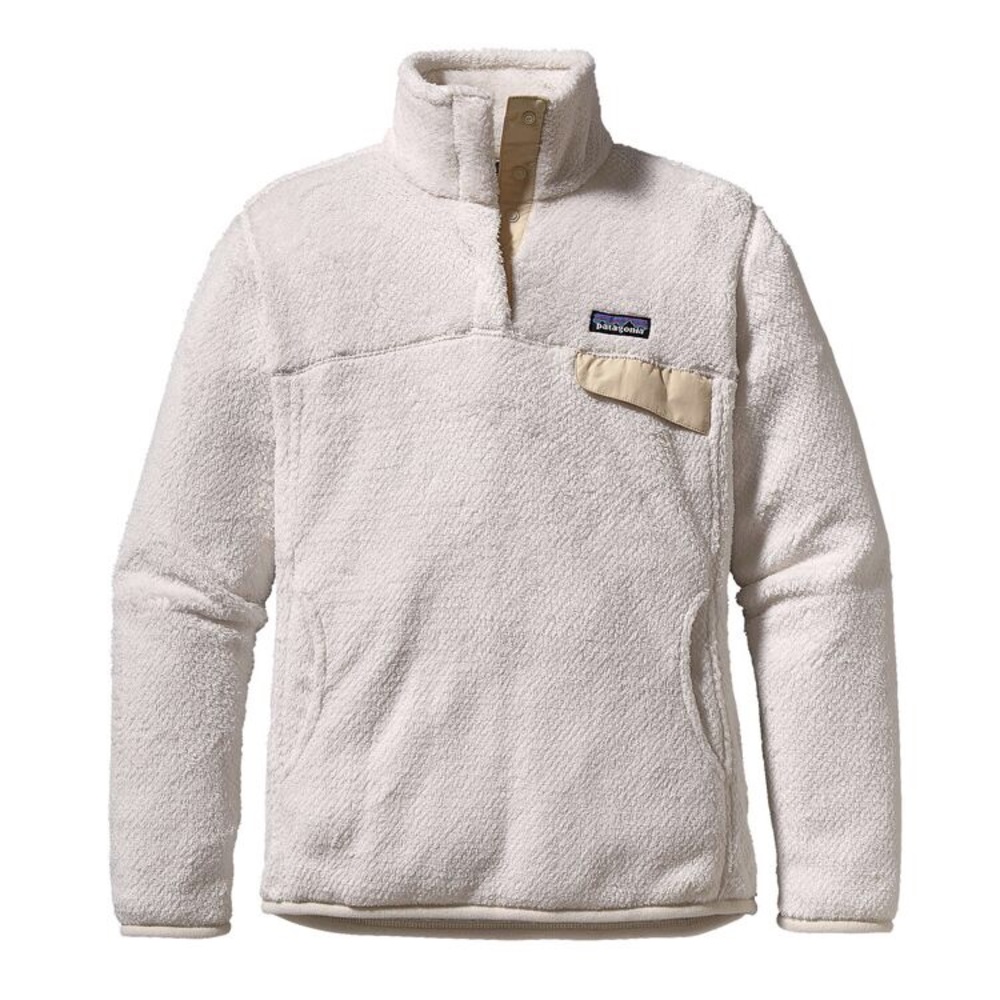 white Patagonia fleece pullover